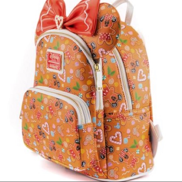 DISNEY GINGERBREAD MICKEY AND MINNIE MOUSE MINI BACKPACK WITH EARS HEADBAND - Picture 2 of 5